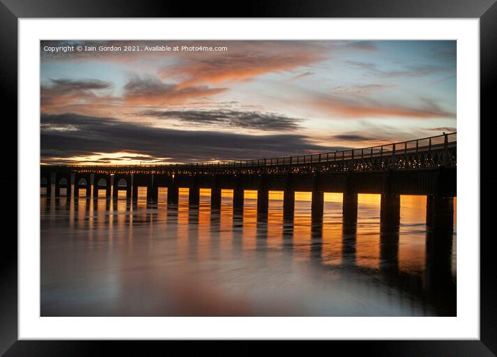 Sunset over the Tay Rail Bridge Dundee Scotland Framed Mounted Print by Iain Gordon