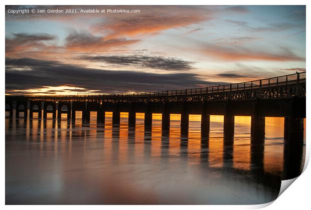 Sunset over the Tay Rail Bridge Dundee Scotland Print by Iain Gordon
