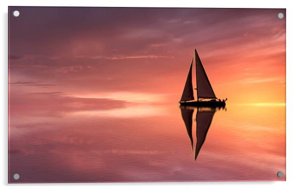 Sailing at Sunset Acrylic by Jack Marsden