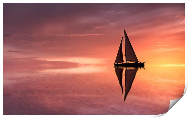 Sailing at Sunset Print by Jack Marsden