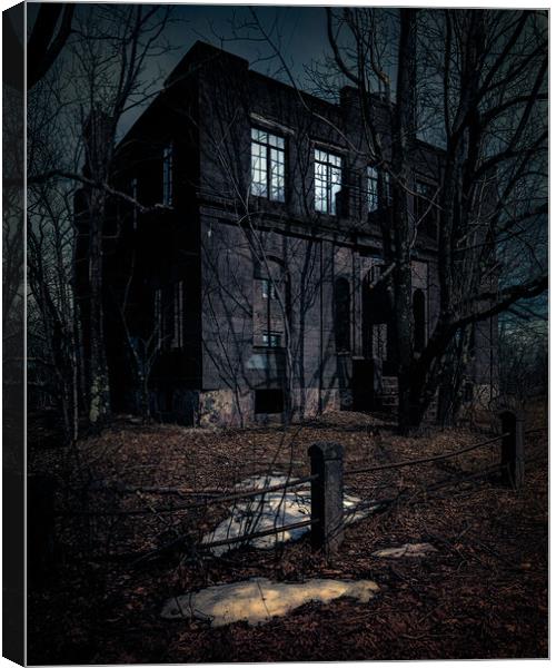 Haunted House In Moonlight Canvas Print by Chris Lord