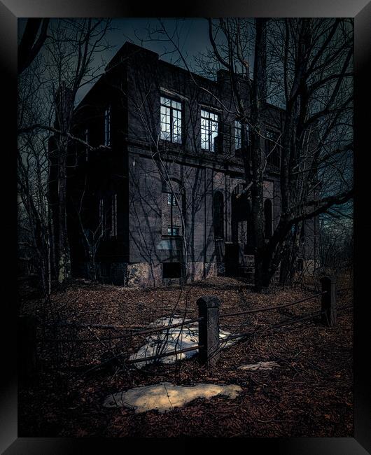 Haunted House In Moonlight Framed Print by Chris Lord