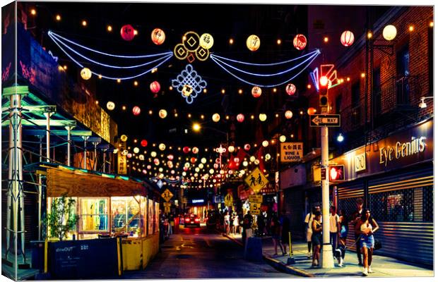 Chinatown Street At Night Canvas Print by Chris Lord