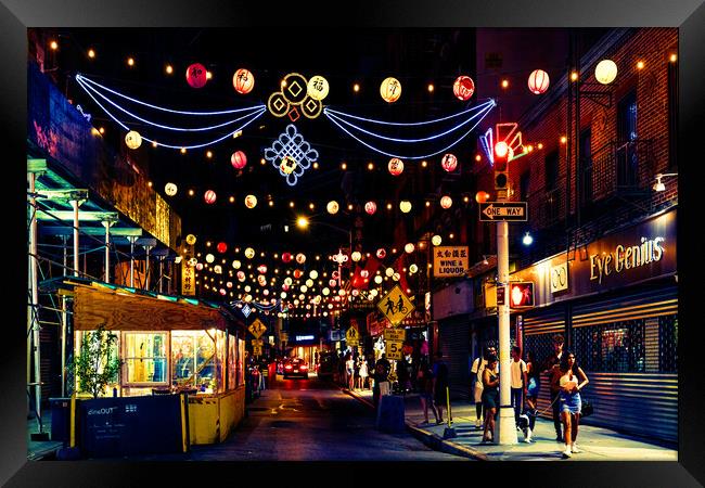 Chinatown Street At Night Framed Print by Chris Lord