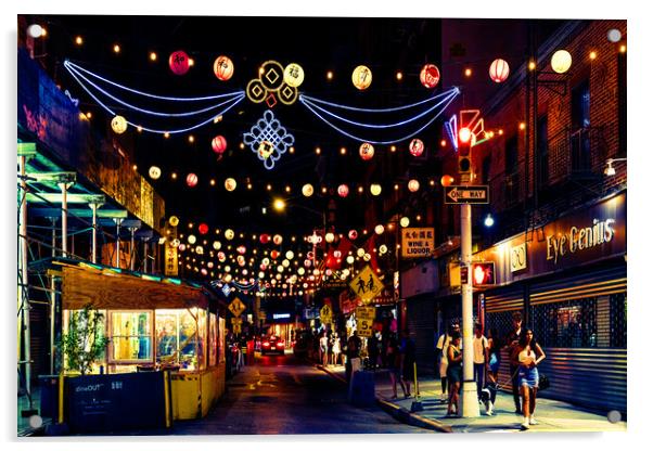 Chinatown Street At Night Acrylic by Chris Lord