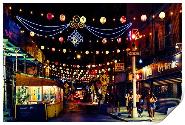 Chinatown Street At Night Print by Chris Lord