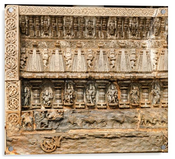 Intricate stone carvings at the Harihareshwara tem Acrylic by Lucas D'Souza