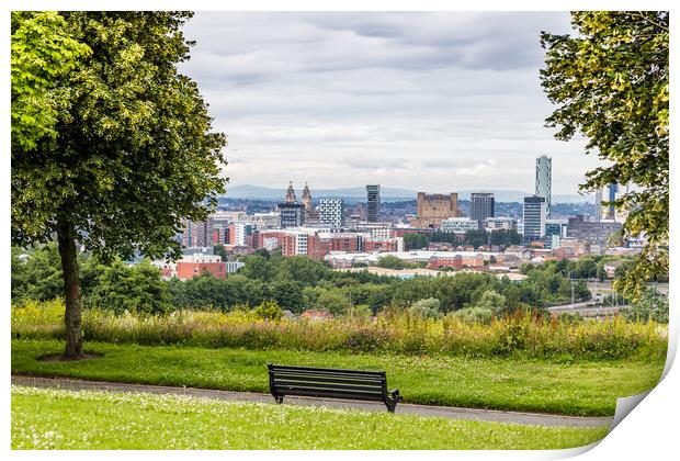 Bench overlooking Liverpool Print by Jason Wells