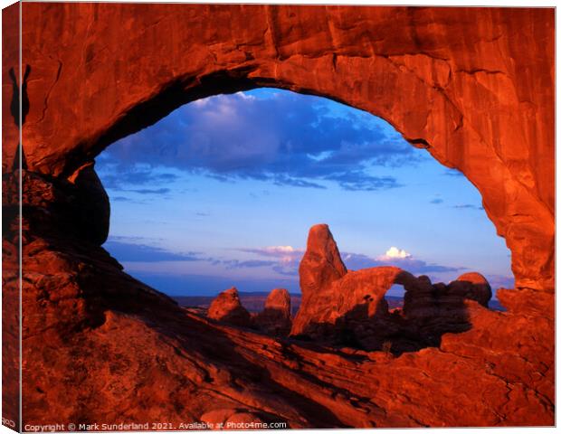 North Window and Turret Arch Canvas Print by Mark Sunderland
