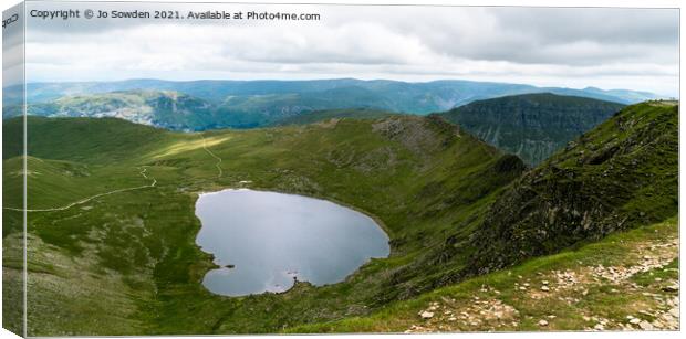 Panoramic Red Tarn and Striding Edge from Helvelly Canvas Print by Jo Sowden