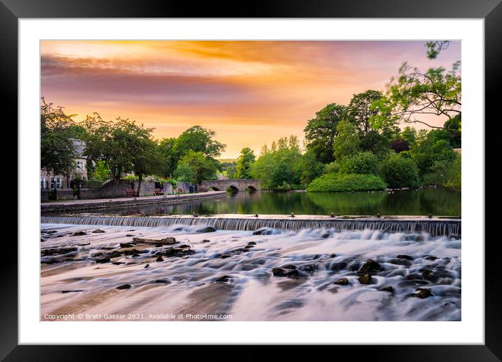 Bakewell Weir Sunset Framed Mounted Print by Brett Gasser