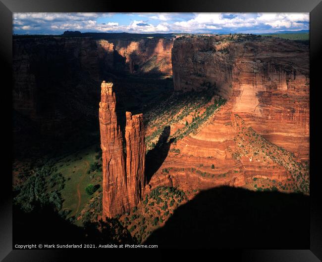 Spider Rock in Canyon de Chelly Framed Print by Mark Sunderland