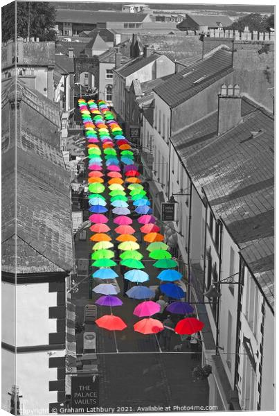 Caernarfon Umbrellas Canvas Print by Graham Lathbury