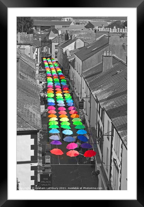 Caernarfon Umbrellas Framed Mounted Print by Graham Lathbury