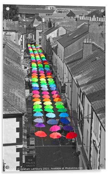 Caernarfon Umbrellas Acrylic by Graham Lathbury