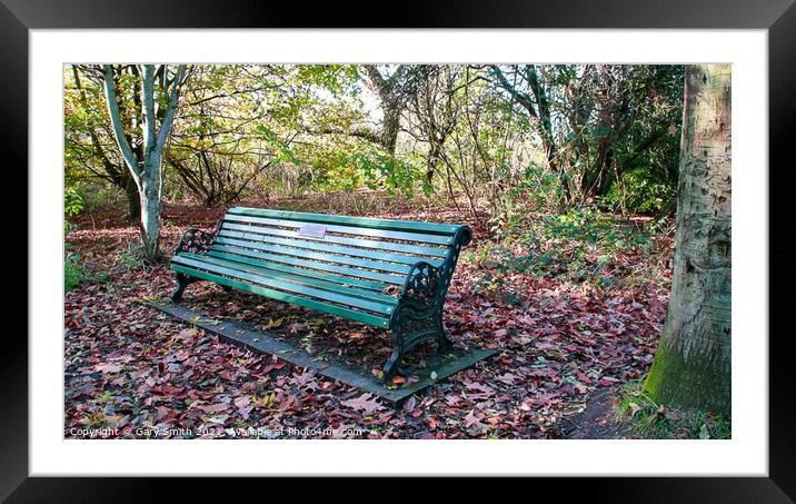 Bench in the Rotary Wood Framed Mounted Print by GJS Photography Artist