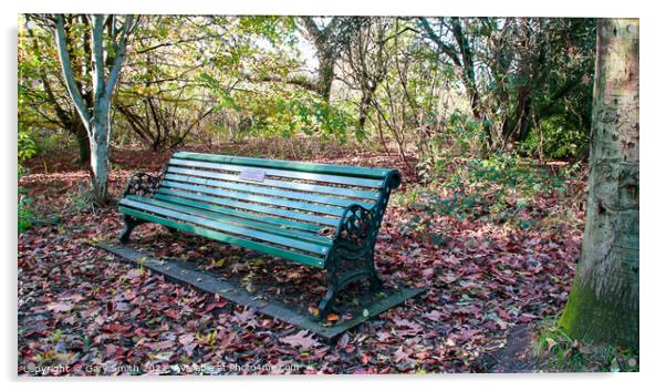 Bench in the Rotary Wood Acrylic by GJS Photography Artist