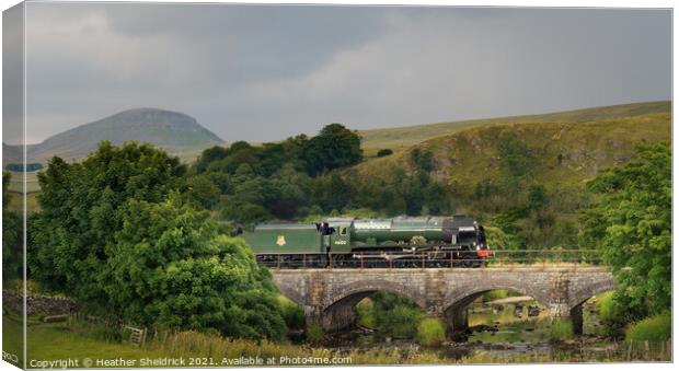 Royal Scot steam engine passing Pen-y-Ghent Canvas Print by Heather Sheldrick