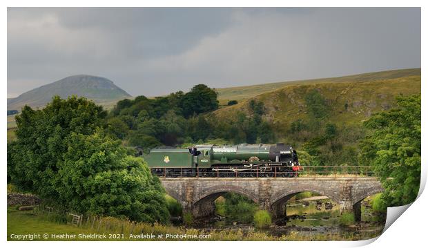 Royal Scot steam engine passing Pen-y-Ghent Print by Heather Sheldrick