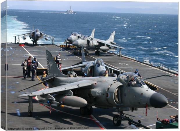Sea Harriers onboard HMS Illustrious Canvas Print by Keith Campbell