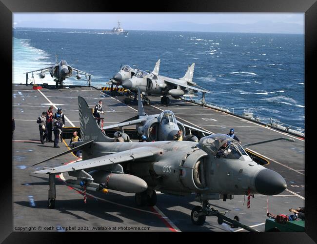 Sea Harriers onboard HMS Illustrious Framed Print by Keith Campbell