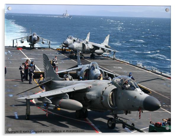 Sea Harriers onboard HMS Illustrious Acrylic by Keith Campbell