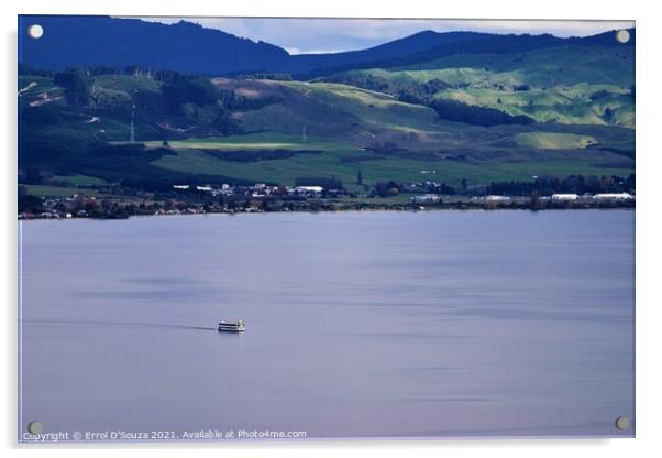 Tourist Boat cruising along Lake Rotorua Acrylic by Errol D'Souza
