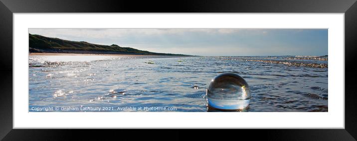 Lens-ball Deserted Pendine Sands Beach Framed Mounted Print by Graham Lathbury