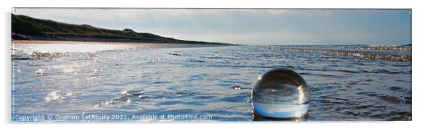 Lens-ball Deserted Pendine Sands Beach Acrylic by Graham Lathbury