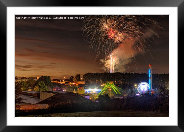 Helston fireworks Framed Mounted Print by kathy white