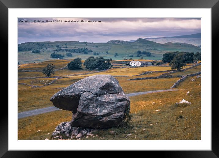 Samsons Toe at Winskill Stones above Langcliffe in the Yorkshire Framed Mounted Print by Peter Stuart