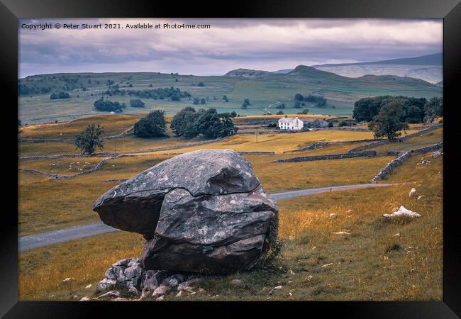 Samsons Toe at Winskill Stones above Langcliffe in the Yorkshire Framed Print by Peter Stuart