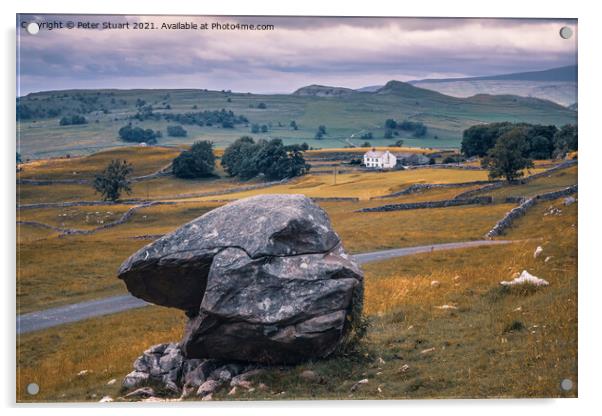 Samsons Toe at Winskill Stones above Langcliffe in the Yorkshire Acrylic by Peter Stuart