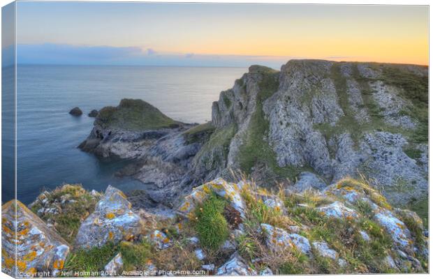 The Knave Sunset, Gower Peninsula Canvas Print by Neil Holman