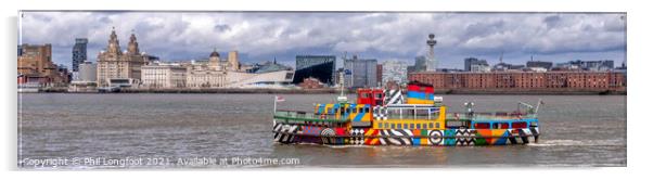Liverpool Ferry and Waterfront panorama  Acrylic by Phil Longfoot