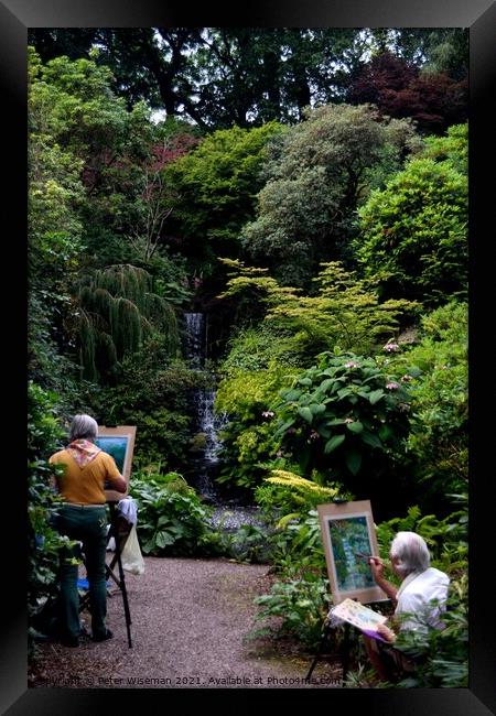 Two artists painting a waterfall Framed Print by Peter Wiseman