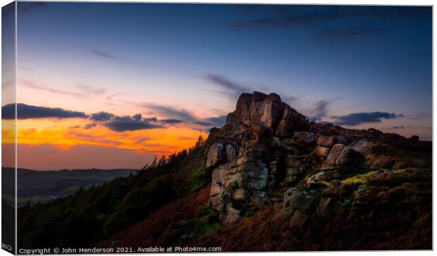 Majestic Sunset at Staffordshire Roaches Canvas Print by John Henderson