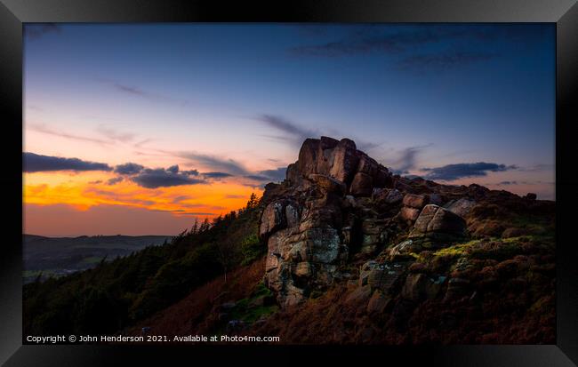 Majestic Sunset at Staffordshire Roaches Framed Print by John Henderson