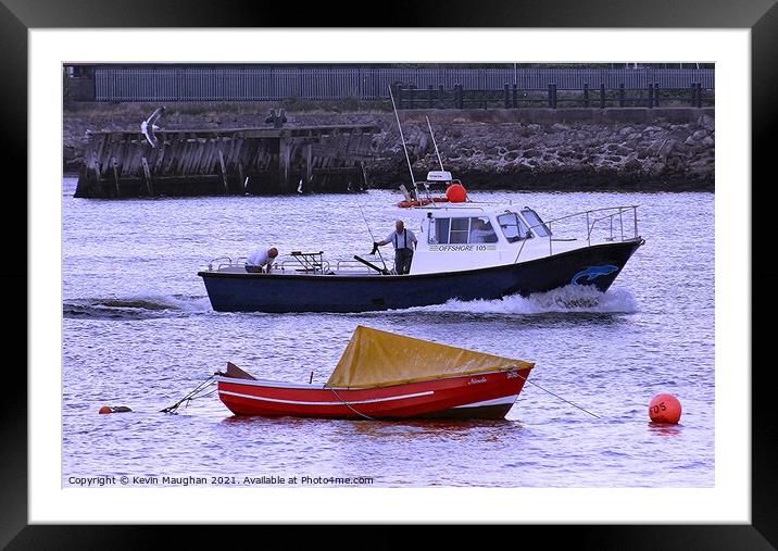 Fishing Boat Returning To The Tyne Framed Mounted Print by Kevin Maughan