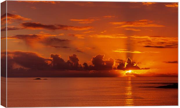 Scottish West Coast Red Sunset over Sea Scotland Canvas Print by Pearl Bucknall