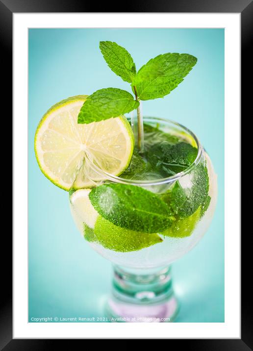 Glass of fresh mojito cocktail  Framed Mounted Print by Laurent Renault