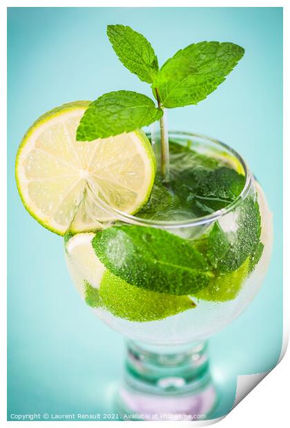 Glass of fresh mojito cocktail  Print by Laurent Renault