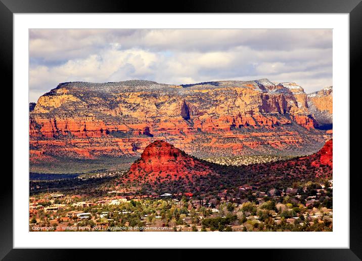 Bear Mountain Orange Red Rock Canyon West Sedona Arizona Framed Mounted Print by William Perry