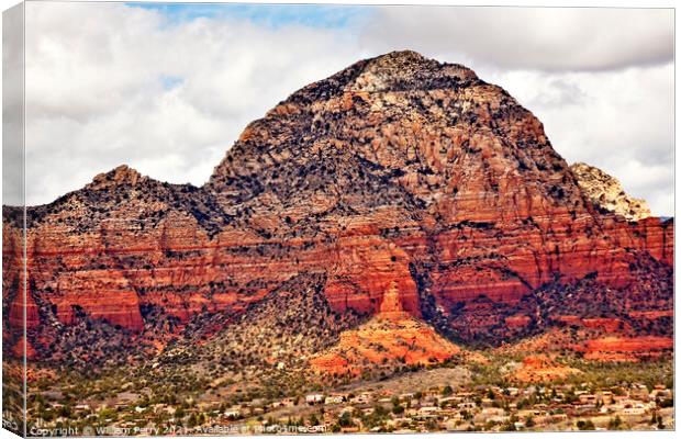 Capitol Butte Orange Red Rock Canyon West Sedona Arizona Canvas Print by William Perry