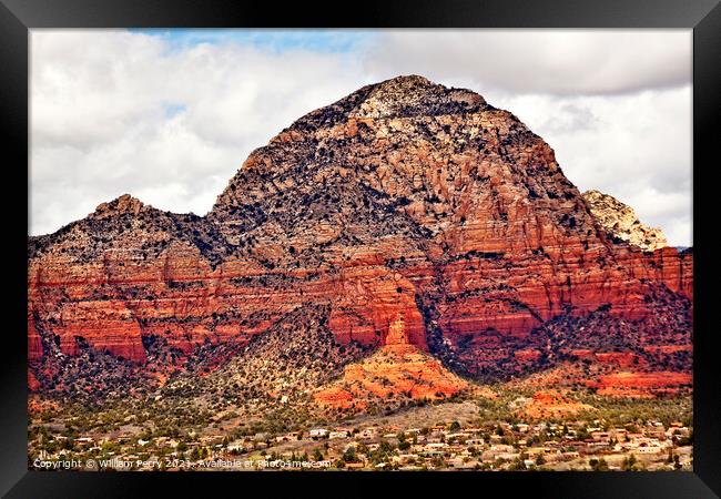 Capitol Butte Orange Red Rock Canyon West Sedona Arizona Framed Print by William Perry