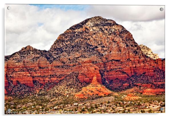 Capitol Butte Orange Red Rock Canyon West Sedona Arizona Acrylic by William Perry