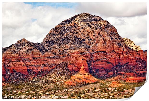 Capitol Butte Orange Red Rock Canyon West Sedona Arizona Print by William Perry