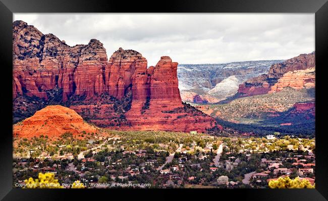 Coffee Pot Rock Sugarloaf Orange Red Rock Canyon West Sedona Ari Framed Print by William Perry