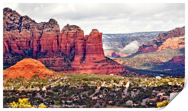 Coffee Pot Rock Sugarloaf Orange Red Rock Canyon West Sedona Ari Print by William Perry