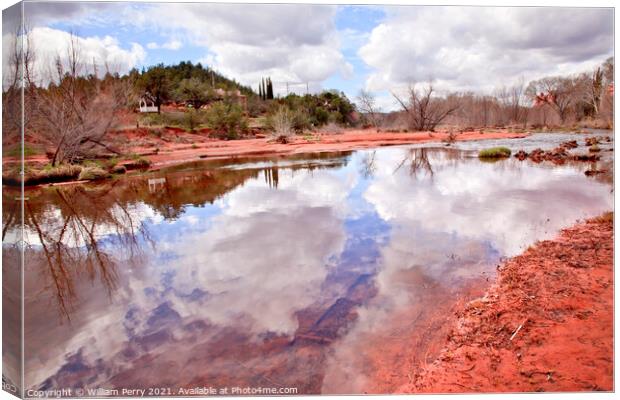 Oak Creek Downstream Reflection Sedona Arizona Canvas Print by William Perry